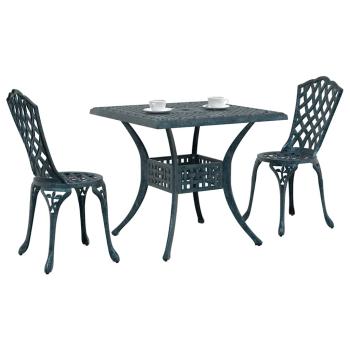 Gartentisch Set 3 pcs Grün Gussaluminium