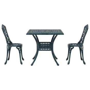Gartentisch Set 3 pcs Grün Gussaluminium