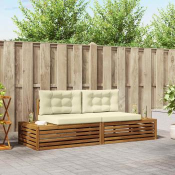 ARDEBO.de - Outdoor-Sofagarnitur Natur und Creme 203,5 x 83 x 73 cm