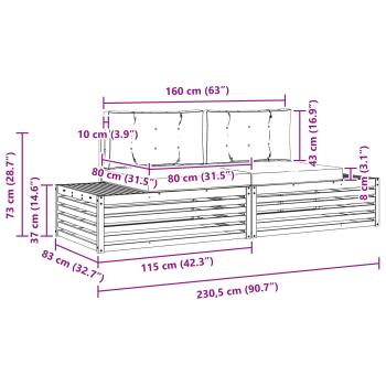 Outdoor-Sofagarnitur Natur und Creme 203,5 x 83 x 73 cm