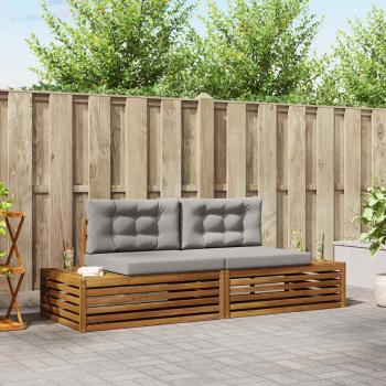 ARDEBO.de - 2 stk. Outdoor-Sofagarnitur Massives Akazienholz und Polyester