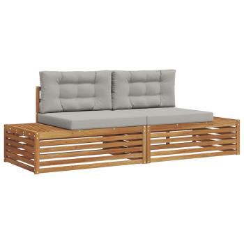 2 stk. Outdoor-Sofagarnitur Massives Akazienholz und Polyester