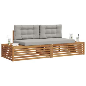 2 stk. Outdoor-Sofagarnitur Massives Akazienholz und Polyester