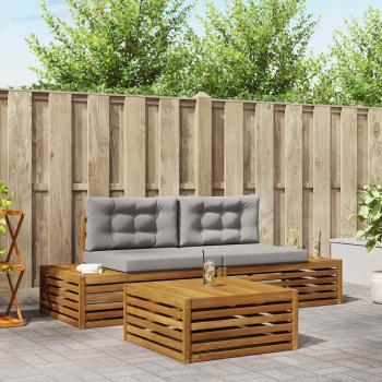 ARDEBO.de - 4 stk. Outdoor-Sofagarnitur Massives Akazienholz und Polyester