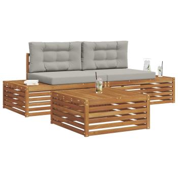 4 stk. Outdoor-Sofagarnitur Massives Akazienholz und Polyester