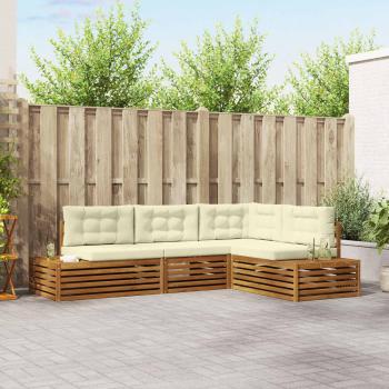 ARDEBO.de - 5 stk. Outdoor-Sofagarnitur Massives Akazienholz und Polyester