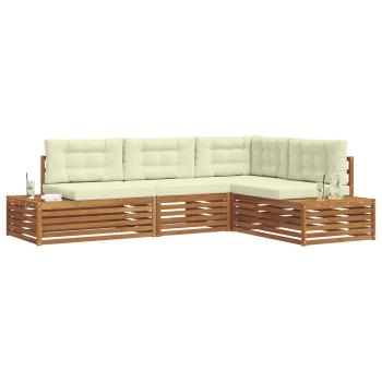 5 stk. Outdoor-Sofagarnitur Massives Akazienholz und Polyester
