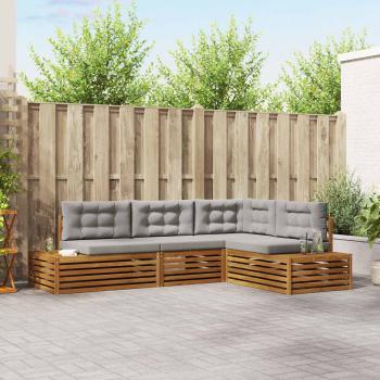 ARDEBO.de - Outdoor-Sofagarnitur mit Kissen 4 Stück Natürlich und Hellgrau