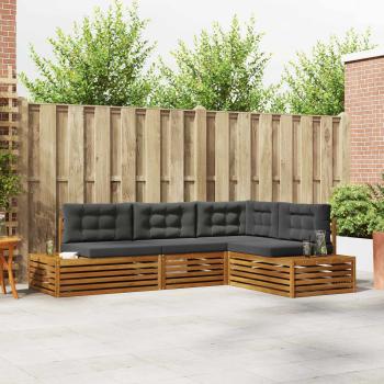 ARDEBO.de - Outdoor-Sofagarnitur mit Kissen 4 Stück Natur und Anthrazit