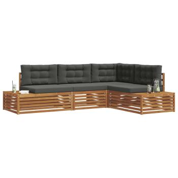 Outdoor-Sofagarnitur mit Kissen 4 Stück Natur und Anthrazit