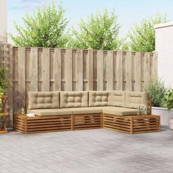 ARDEBO.de - Outdoor-Sofagarnitur mit Kissen 4 Stück Natur und Beige
