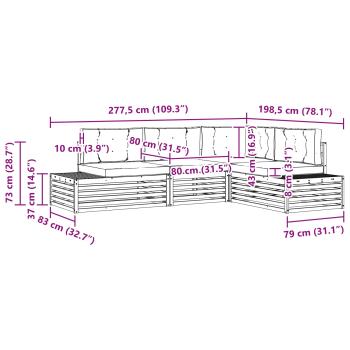 Outdoor-Sofagarnitur mit Kissen 4 Stück Natur und Beige