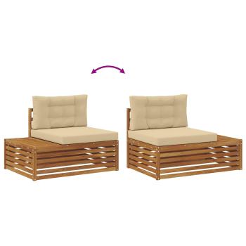 Outdoor-Sofagarnitur mit Kissen 4 Stück Natur und Beige