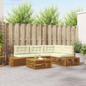 ARDEBO.de - Outdoor-Sofagarnitur mit Kissen 5 Stück Natur und Creme