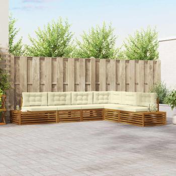 ARDEBO.de - Outdoor-Sofagarnitur mit Kissen 6 Stück Natur und Creme