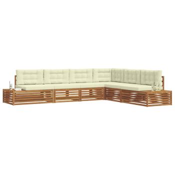 Outdoor-Sofagarnitur mit Kissen 6 Stück Natur und Creme