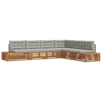 7 stk. Outdoor-Sofagarnitur Massives Akazienholz und Polyester