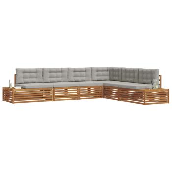 7 stk. Outdoor-Sofagarnitur Massives Akazienholz und Polyester