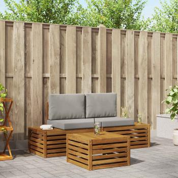ARDEBO.de - Outdoor-Sofagarnitur Natürlich und Hellgrau 59 x 59 x 37 cm