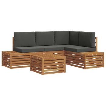 5 stk. Outdoor-Sofagarnitur Massives Akazienholz und Polyester