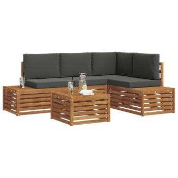 5 stk. Outdoor-Sofagarnitur Massives Akazienholz und Polyester