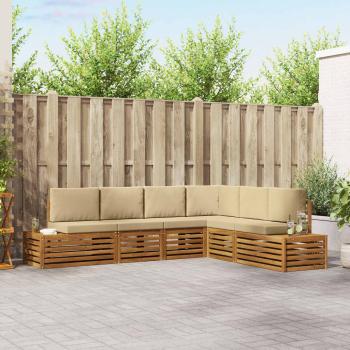 ARDEBO.de - 6 stk. Outdoor-Sofagarnitur Massives Akazienholz und Polyester
