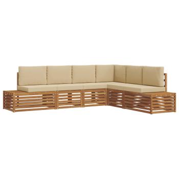 6 stk. Outdoor-Sofagarnitur Massives Akazienholz und Polyester