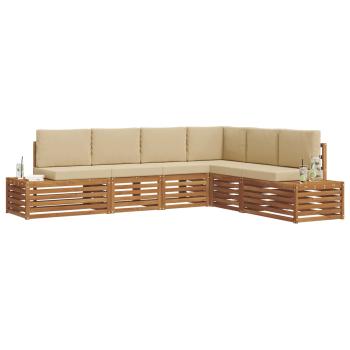 6 stk. Outdoor-Sofagarnitur Massives Akazienholz und Polyester