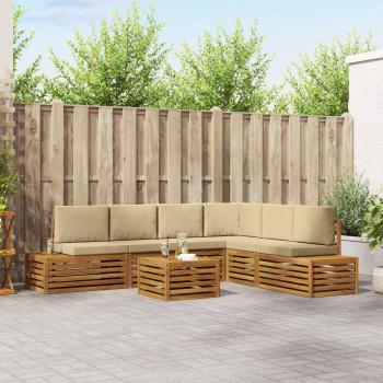 ARDEBO.de - 7 stk. Outdoor-Sofagarnitur Massives Akazienholz und Polyester