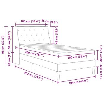 Bettgestell mit Matratze Hellgrau 100 x 200 cm Samt