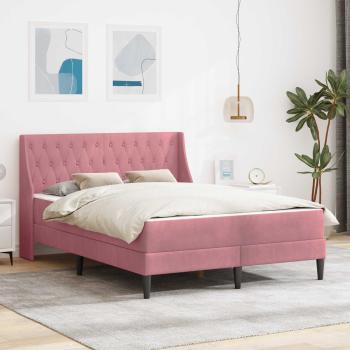 ARDEBO.de - Bettgestell mit Matratze mit Matratze Rosa 140 x 190 cm Samt