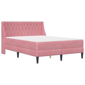 Bettgestell mit Matratze mit Matratze Rosa 140 x 190 cm Samt