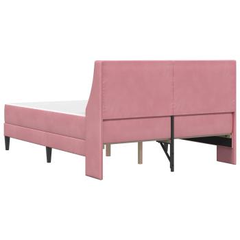Bettgestell mit Matratze mit Matratze Rosa 140 x 190 cm Samt