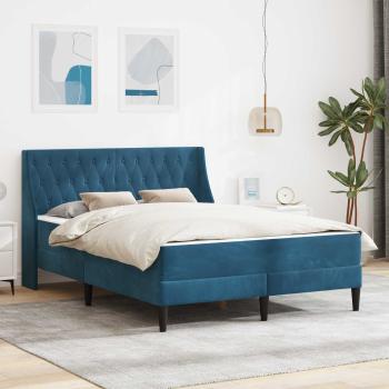 ARDEBO.de - Bettgestell mit Matratze mit Matratze Blau 140 x 190 cm Samt