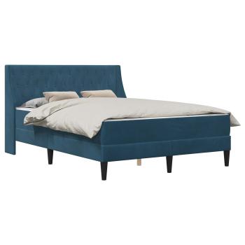 Bettgestell mit Matratze mit Matratze Blau 140 x 190 cm Samt