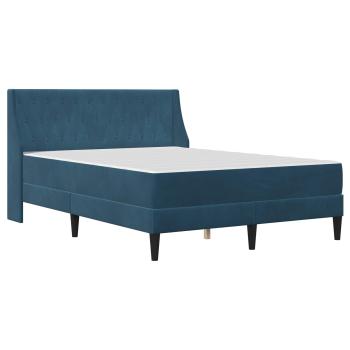 Bettgestell mit Matratze mit Matratze Blau 140 x 190 cm Samt