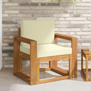 ARDEBO.de - Outdoor-Sofa Massivholz Akazie Natur und Creme 79 x 63 x 73 cm