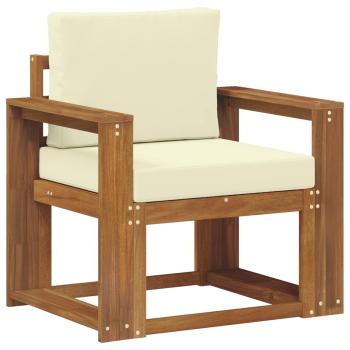 Outdoor-Sofa Massivholz Akazie Natur und Creme 79 x 63 x 73 cm