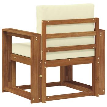 Outdoor-Sofa Massivholz Akazie Natur und Creme 79 x 63 x 73 cm