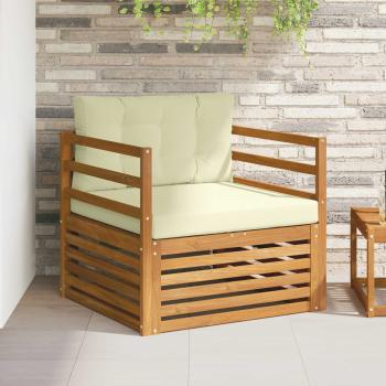 ARDEBO.de - Outdoor-Sofa Massives Akazienholz und Polyester Natur und Creme