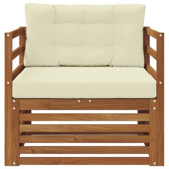 Outdoor-Sofa Massives Akazienholz und Polyester Natur und Creme