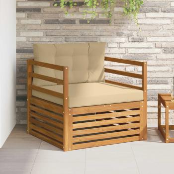 ARDEBO.de - Outdoor-Sofa Massives Akazienholz und Polyester Natur und Beige