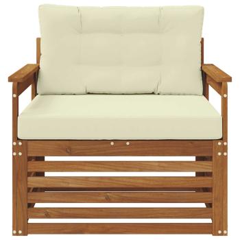Outdoor-Sofa Massives Akazienholz und Polyester Natur und Creme