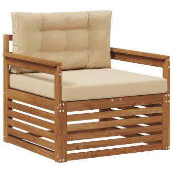 Outdoor-Sofagarnitur Natur und Beige Massivholz Akazie