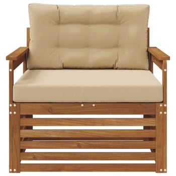 Outdoor-Sofagarnitur Natur und Beige Massivholz Akazie