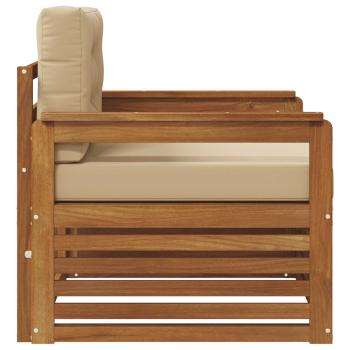 Outdoor-Sofagarnitur Natur und Beige Massivholz Akazie