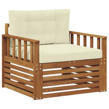 Outdoor-Sofa Massives Akazienholz und Polyester Natur und Creme