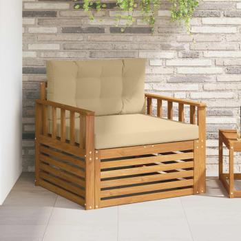 ARDEBO.de - Outdoor-Sofa Massives Akazienholz und Polyester Natur und Beige