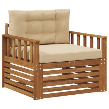Outdoor-Sofa Massives Akazienholz und Polyester Natur und Beige