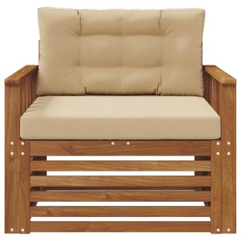 Outdoor-Sofa Massives Akazienholz und Polyester Natur und Beige